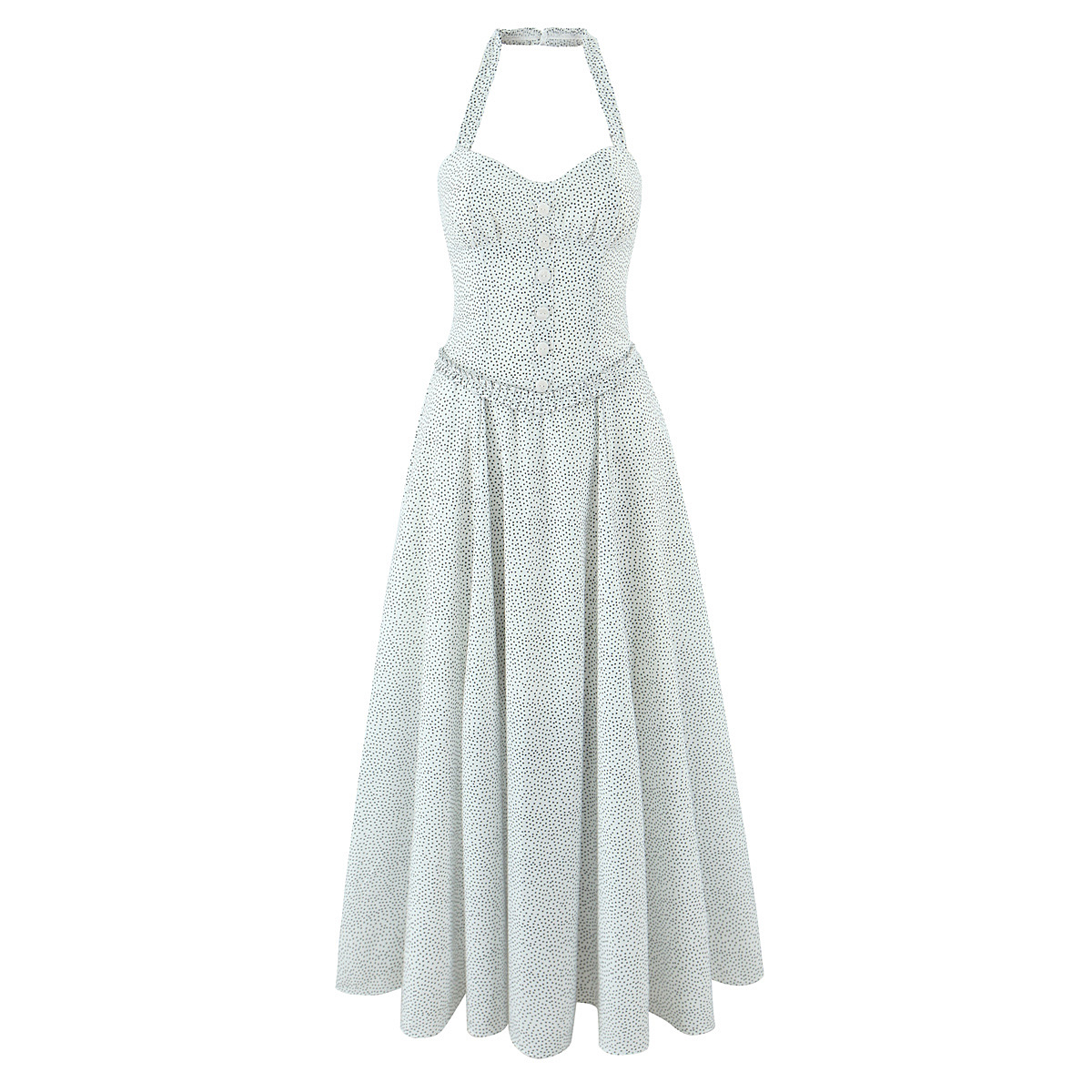 Strapless Sleeveless Floral High-Waist Midi Dress