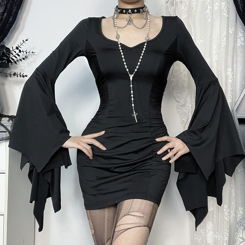 Slim Dolman V-Neck High Waist Short Dress