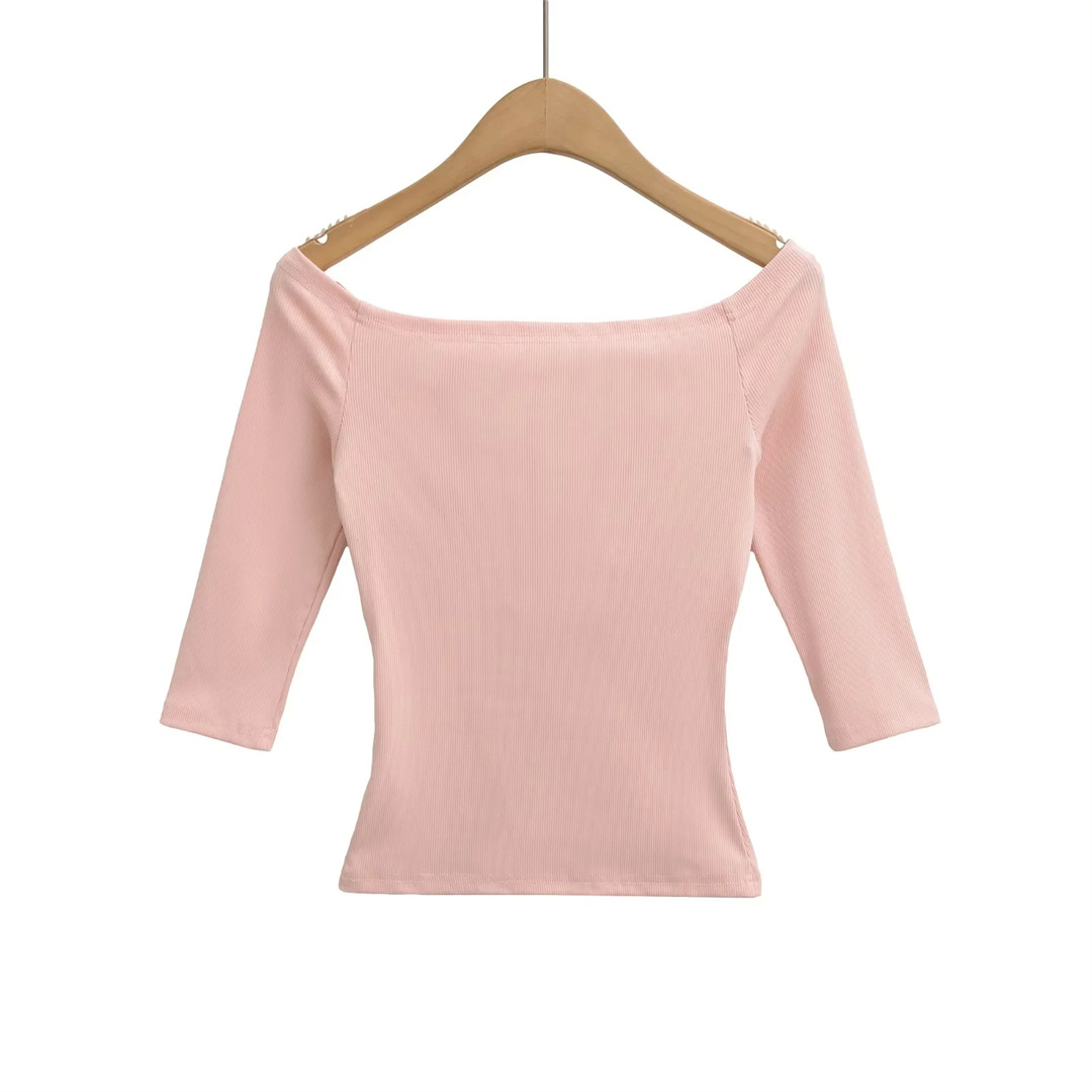Sexy Slim Three-Quarter Scoop Neck Bodysuit