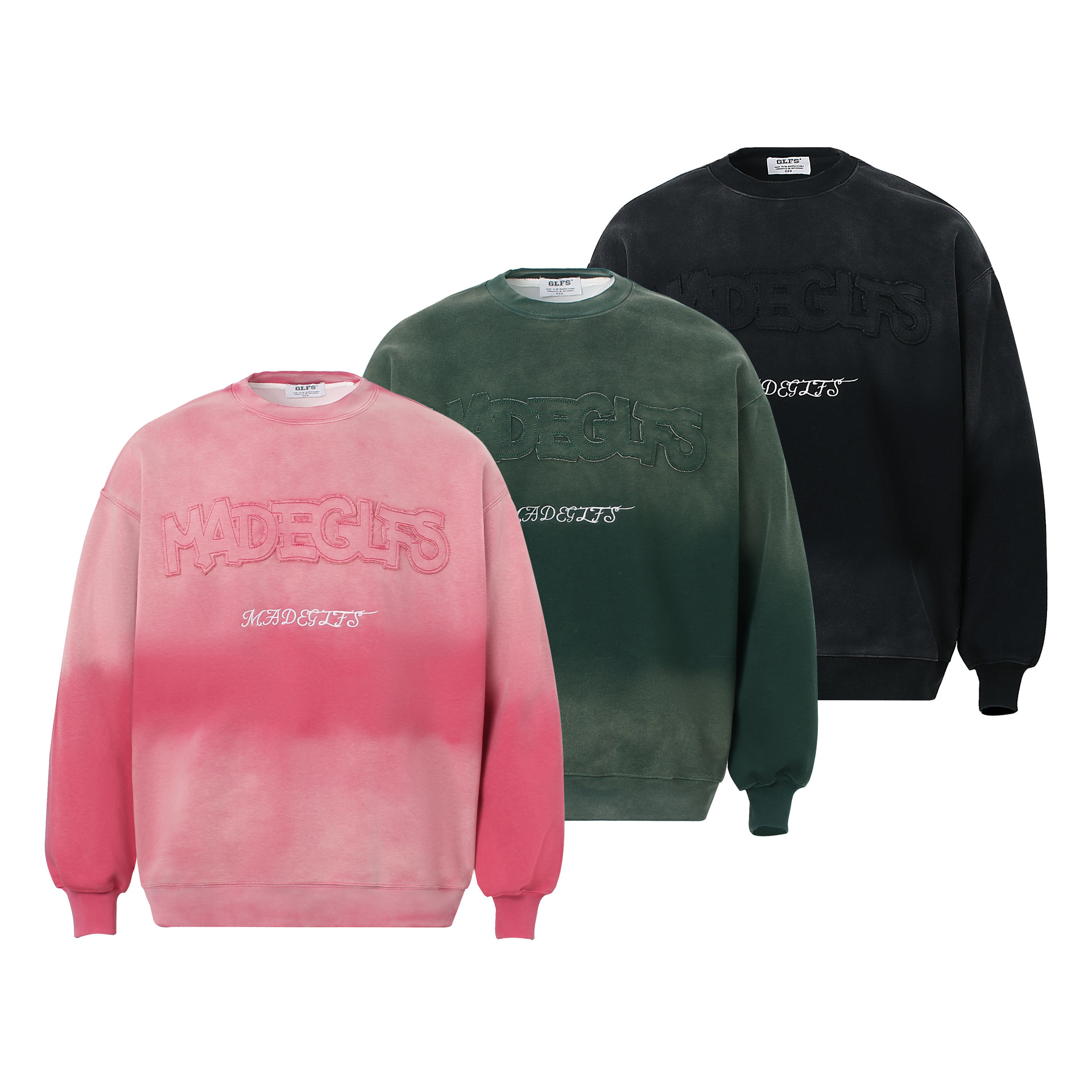 Menswear Oversized Acid Wash Ombre Embellished Hoodie