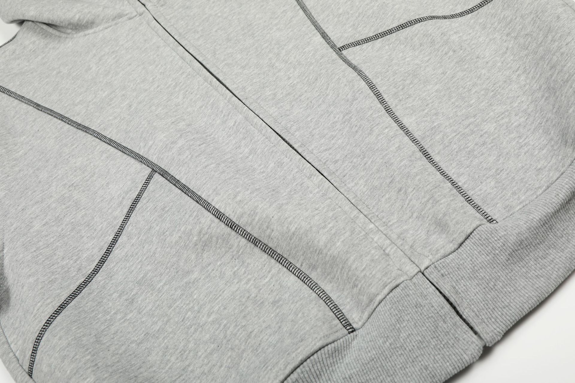 Oversized Streetwear Solid Cotton Zippered Raw Edge Hoodie