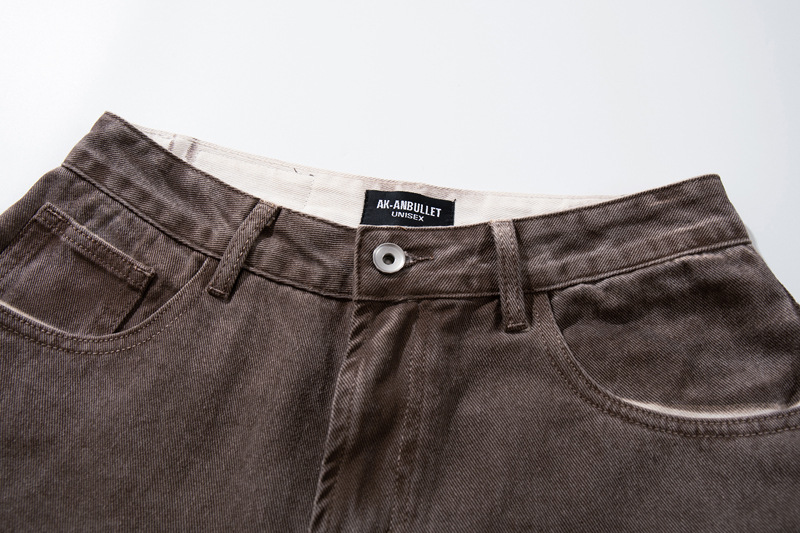 Retro Style Washed Ombre Color Knife-Edge Jeans for Men and Women, Loose Floor-Length Wide Leg Pants
