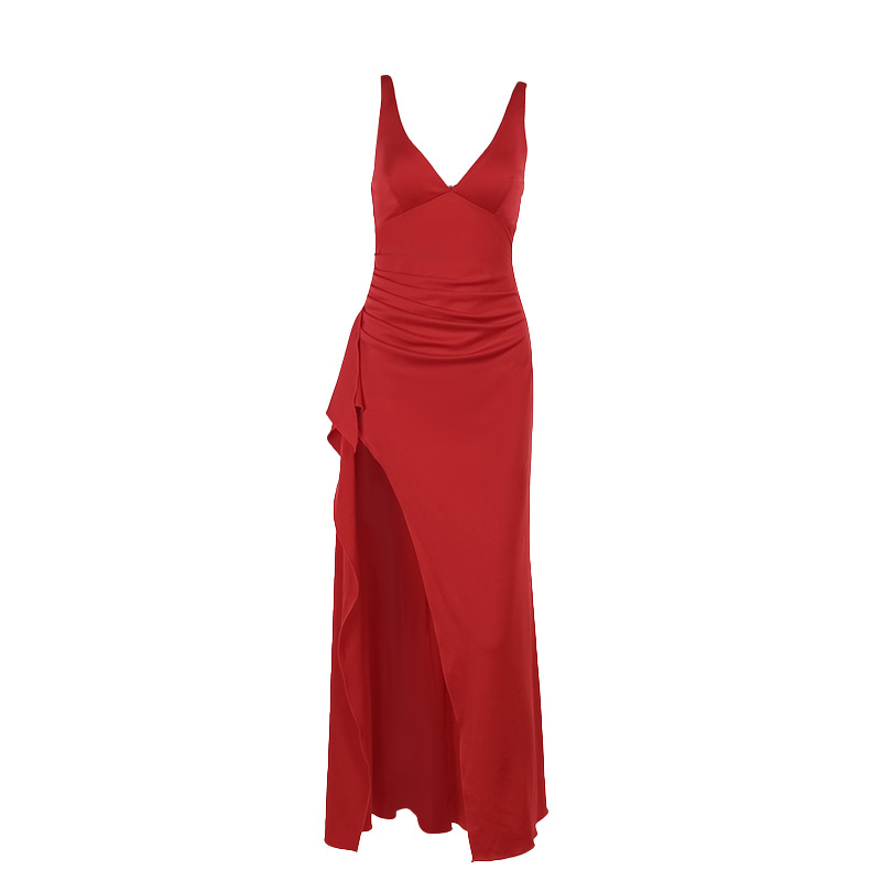 Frilled Bodycon Plunging Step Skirt Dress