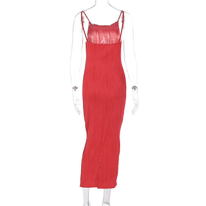 Open Back Sleeveless Collarless Polyester Mid Waist Dress