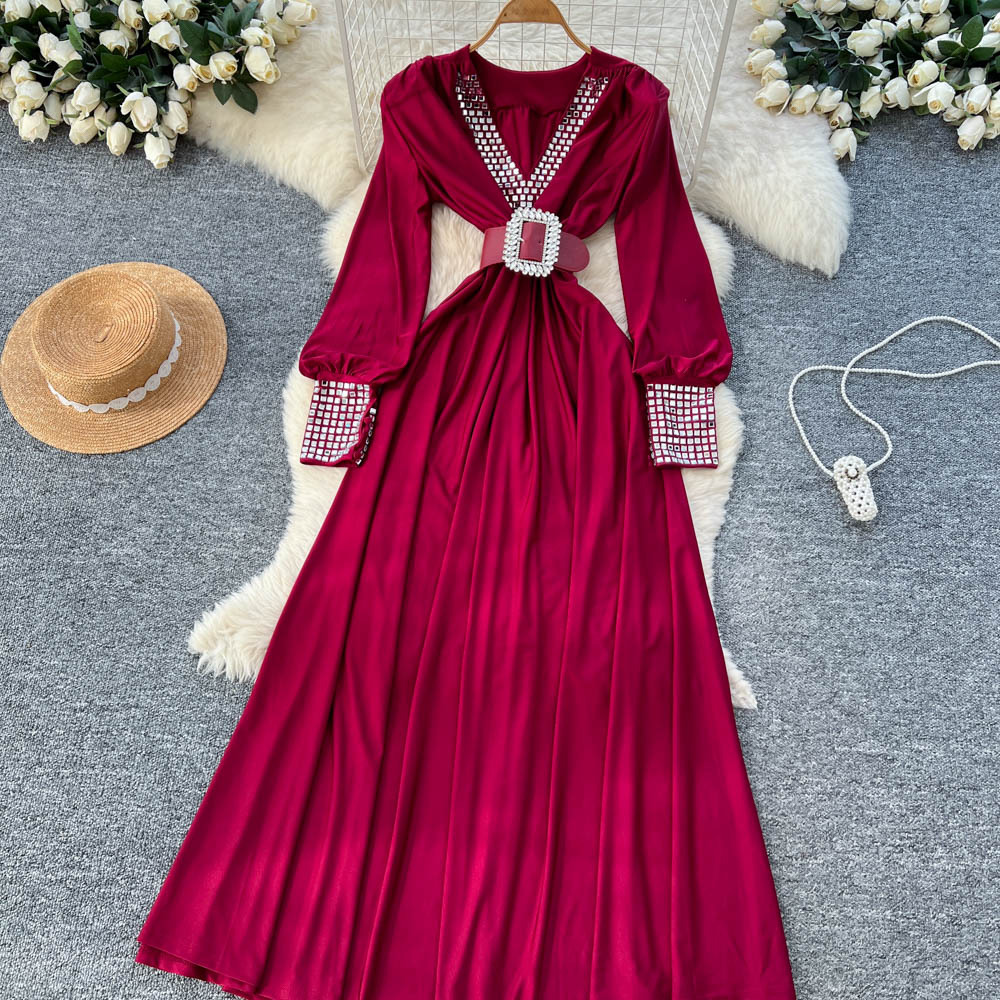 Commuter Cotton 3D Plunge High Waist Midi Dress