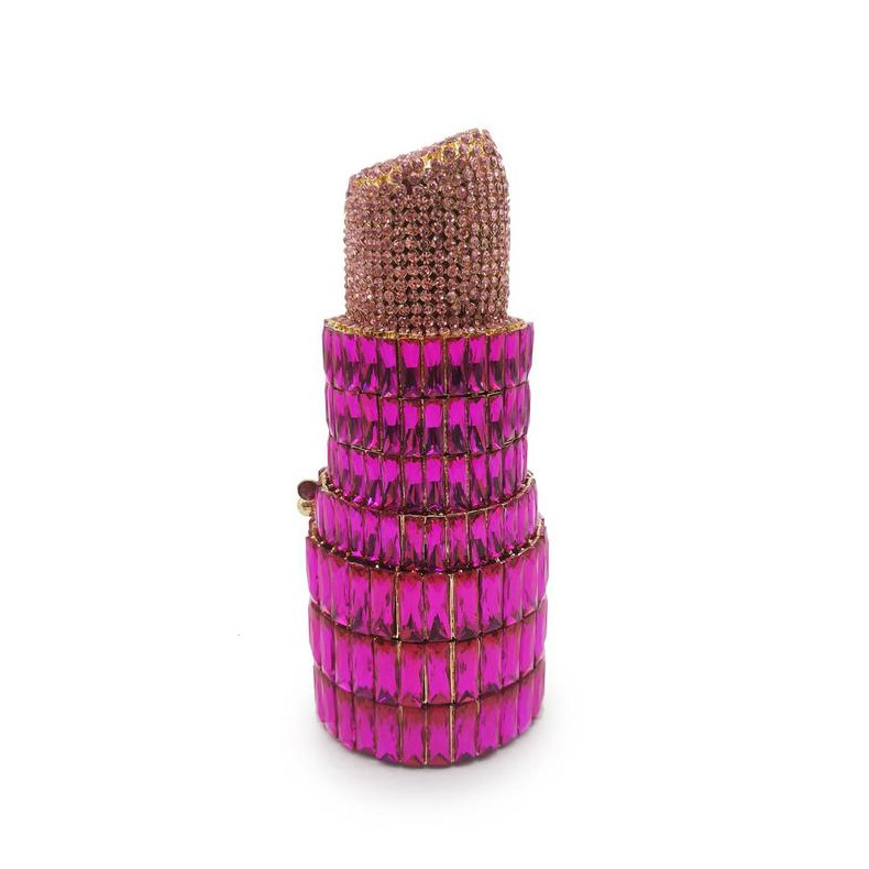 Diamond Novelty 3D Lipstick Clutch Purse For Women Crystal Evening Bags Female Party Dinner Rhinestone Handbags And Purses