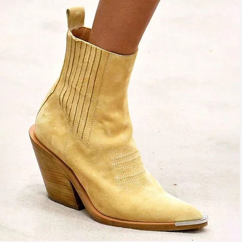 Women Pointed Toe Wedges Ankle Boots Solid Suede Comfortable Female Booties Plus Size 43 Fashion Fall Winter