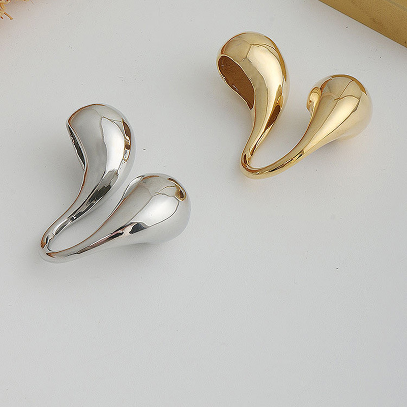 Chunky Metal Double Water Drop Brass Open Rings for Women Men European American Unique Punk Hip-hop Jewelry Accessories