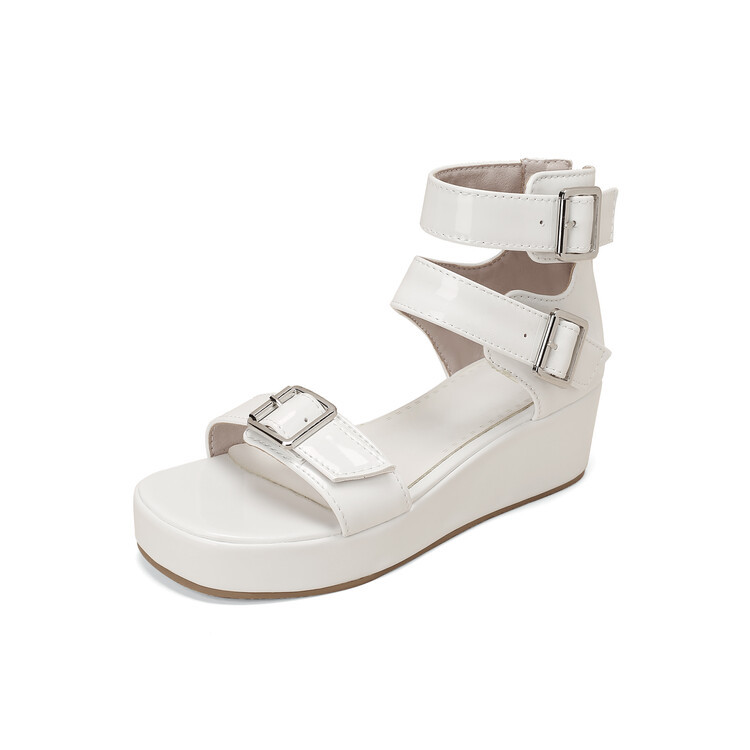Belt buckle high top sandals, water platform thick sole oversized women's shoes