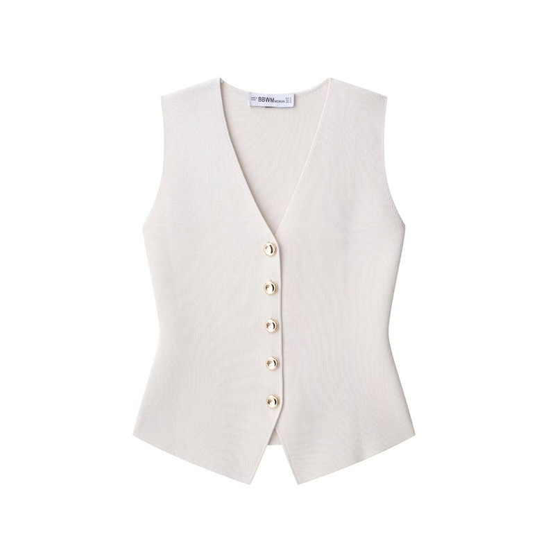 Ladies Button Front V-Cut Vest