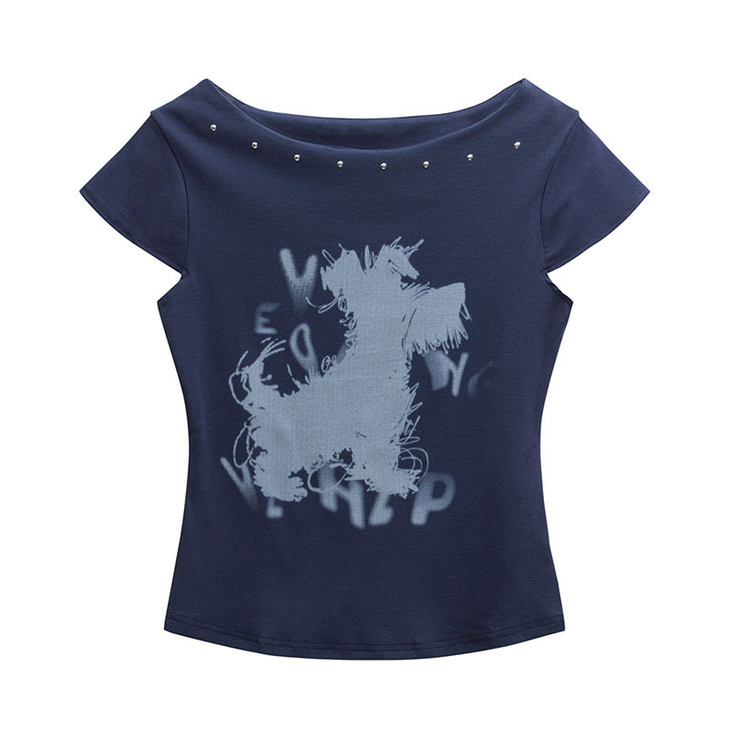 Summer New Slim Off-Shoulder Crewneck One-Shoulder T-Shirt
