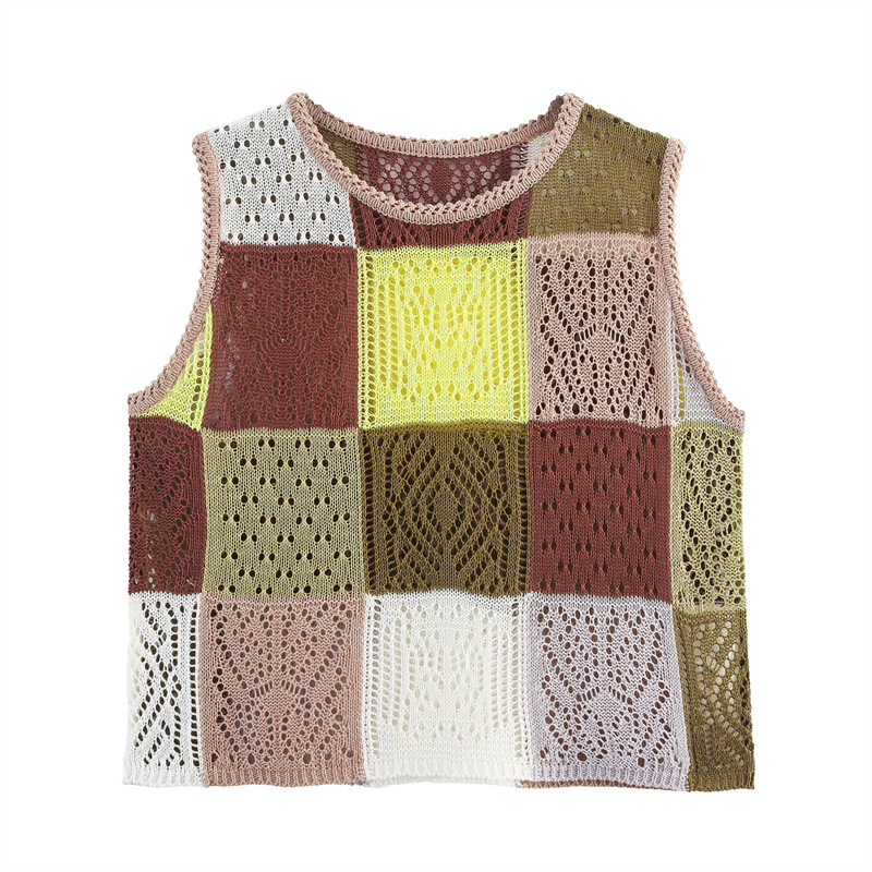 Polyester Panelled No Sleeve Blouse