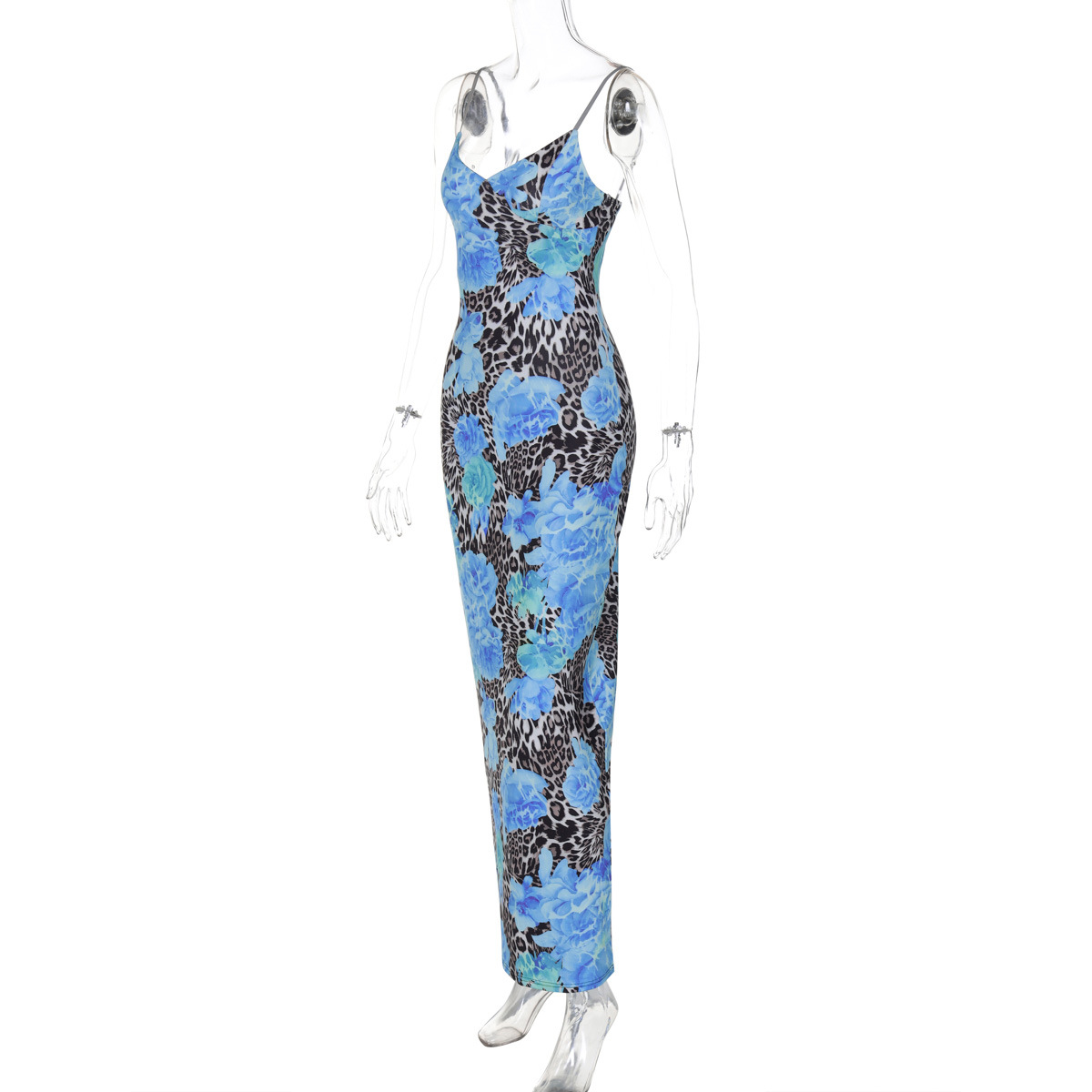 Women's Long Dress Street Style Temperament Fitted Printed Design Strapless Dress