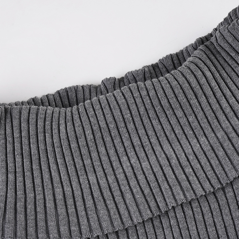Banded Asymmetric Neck Contour Sweater Dress