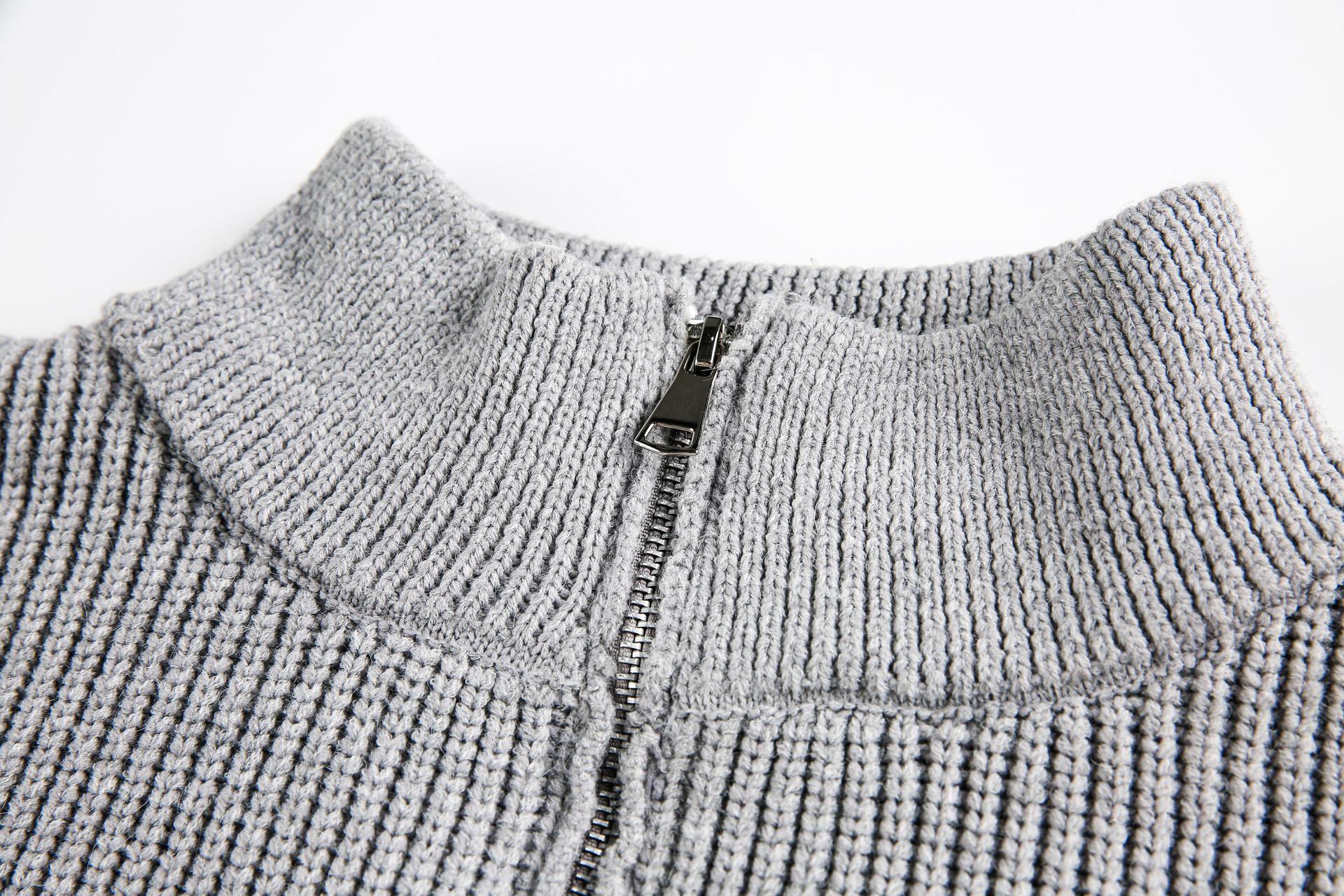 Classic Long Sleeve Mock Turtleneck Zip Sweater