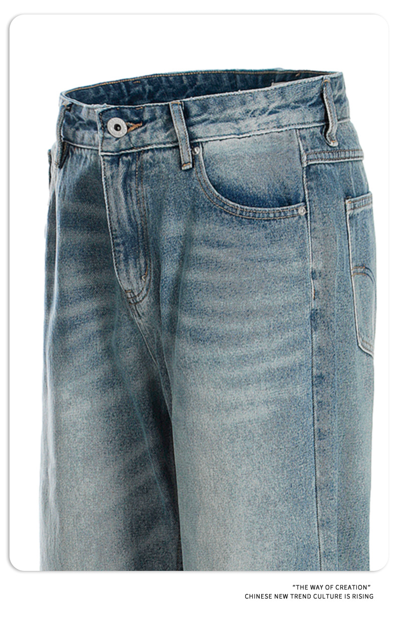 Blue Straight Jeans for Men and Women Loose Fit Cleanfit Slimming Long Pants