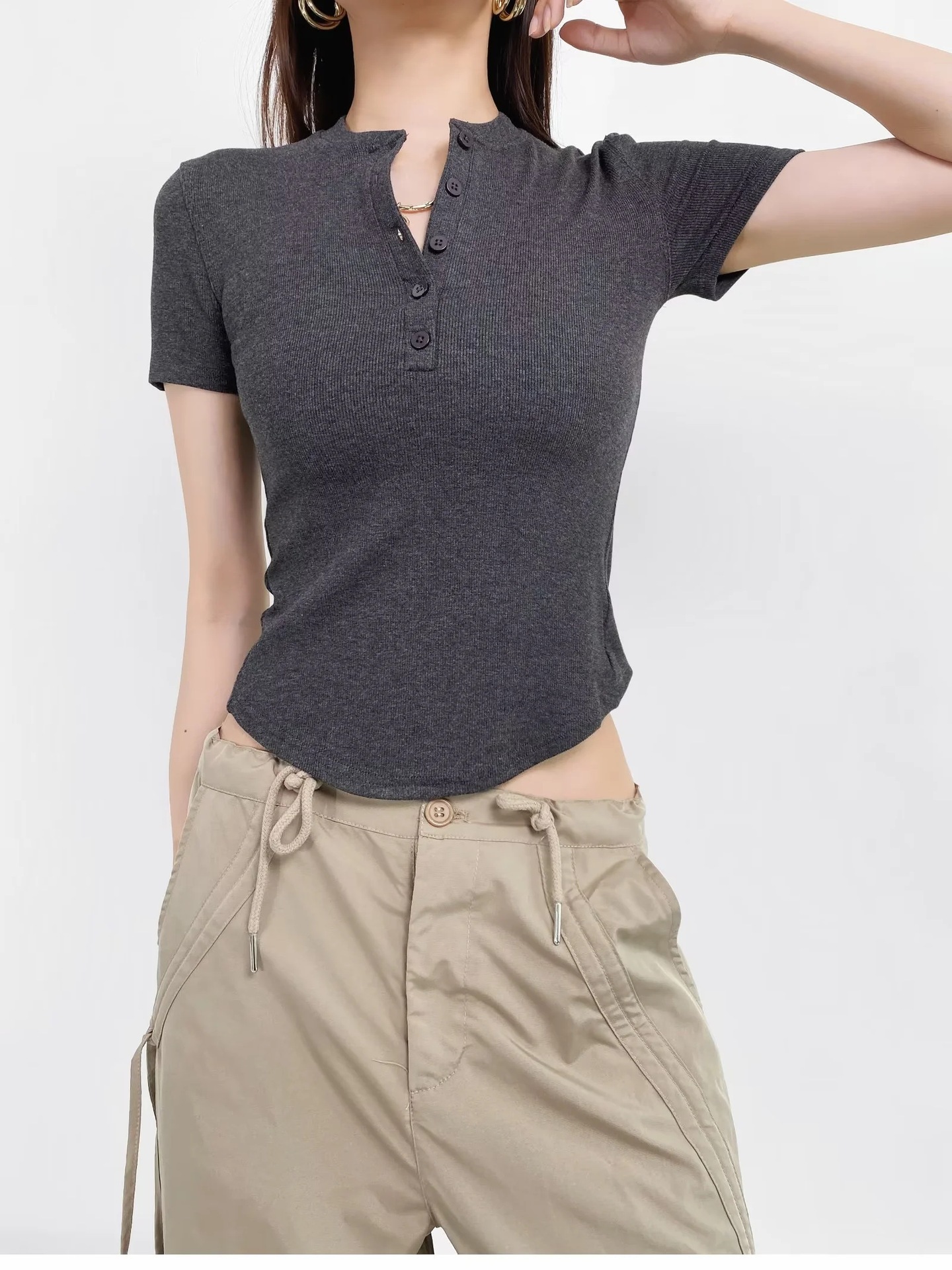 Ladies Plain Fitted Crew Neck Tee