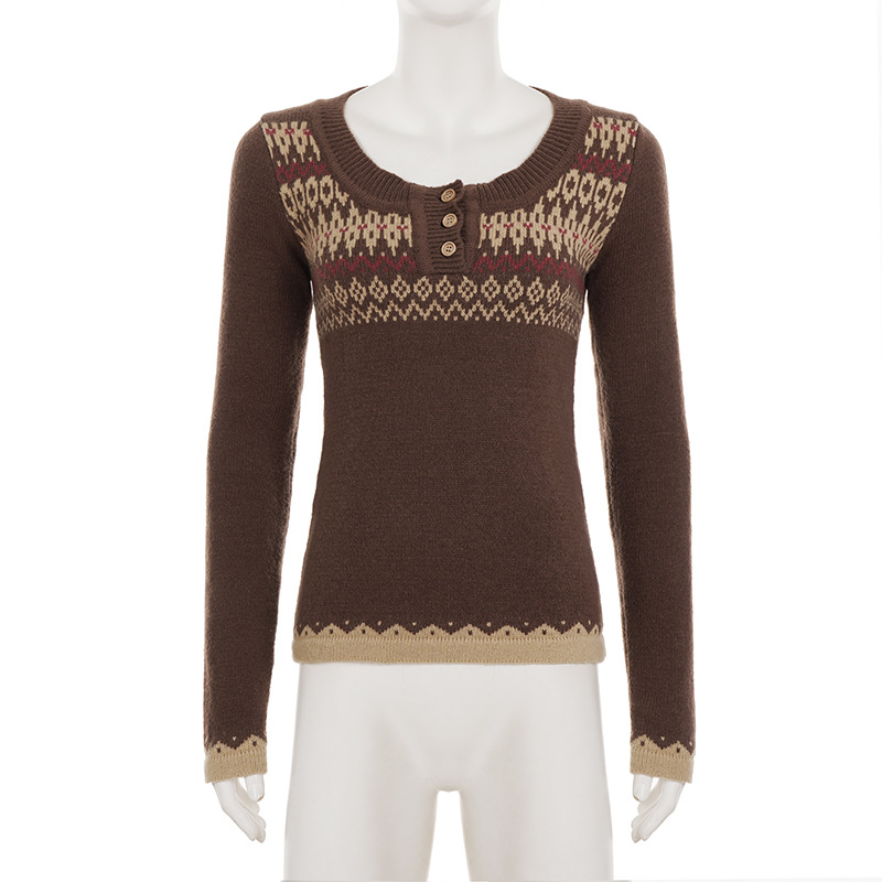 Two-tone Slim Thermal Henley Sweater