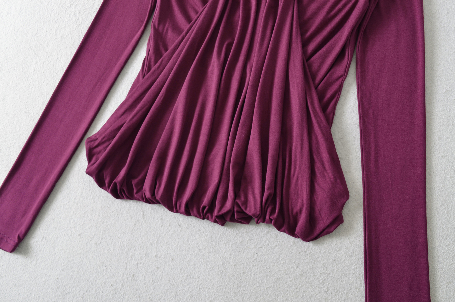 Asymmetric Draped Full Sleeve Cropped Tee
