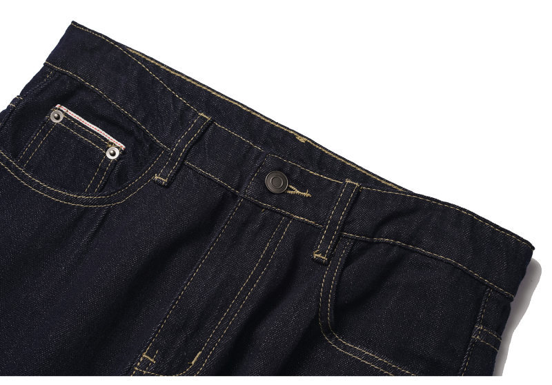 Washed Denim Blue Jeans Loose Straight Leg Slightly Flared Long Pants