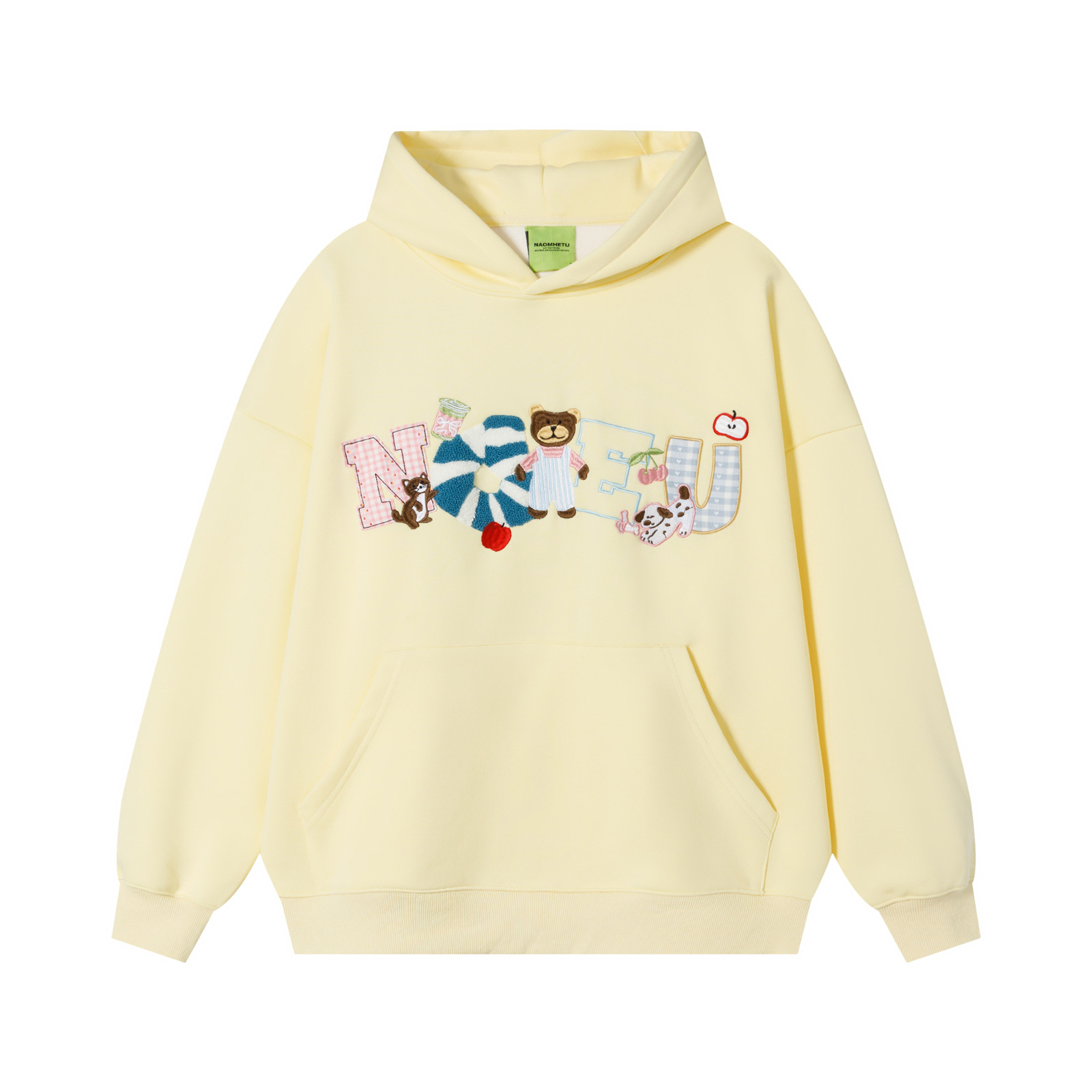 Embroidered Fleece Hoodie Loose Fit Casual Couple