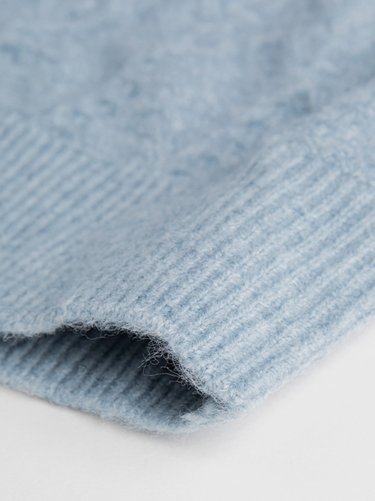 Plain Acrylic Plunge Puffed Button-Front Fitted Cardigan