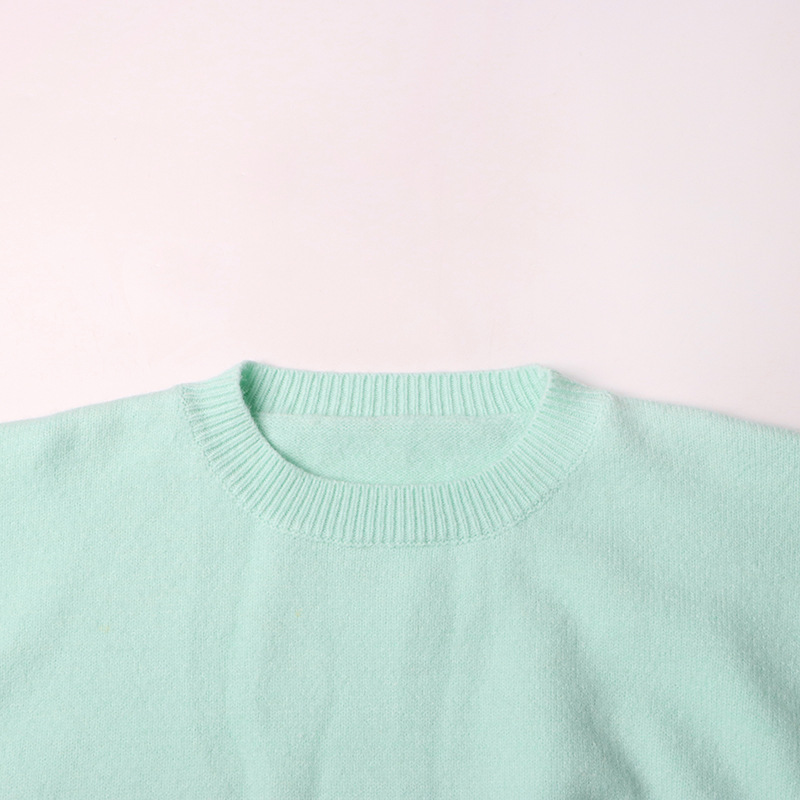 Ladies Polyester Textured Relaxed Crew Full Sweater