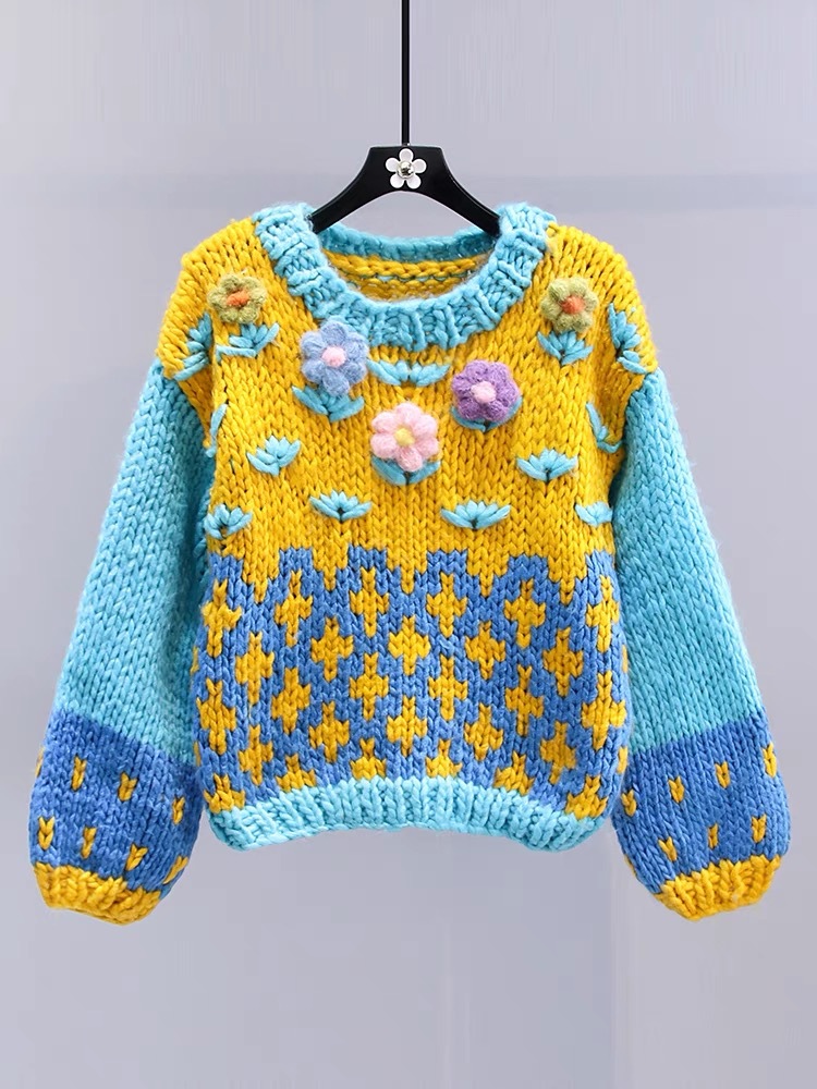 Artisan Floral Wool Blend Sweater