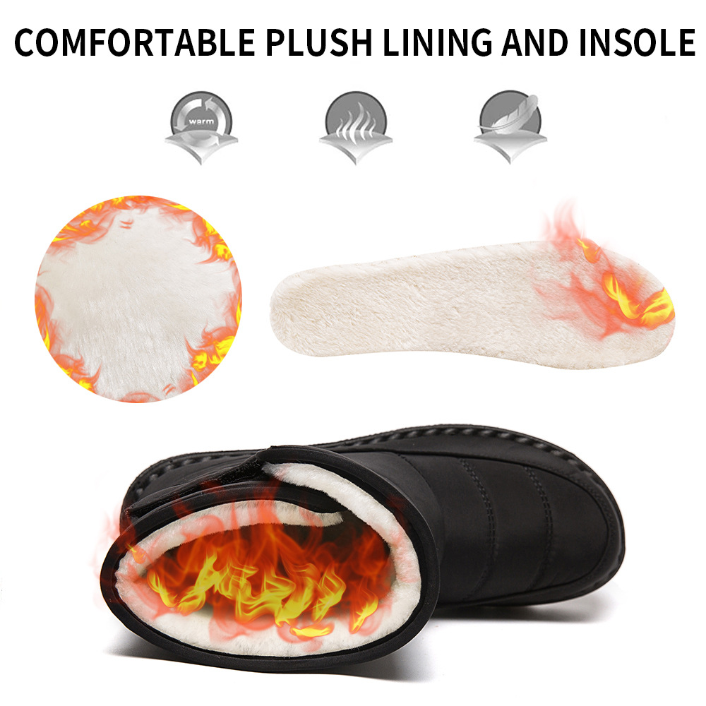 Winter New Snow Boots Women's High Top Waterproof Cotton Shoes Casual Short Tube Plush Plus Large Cotton Boots 43 Amazon