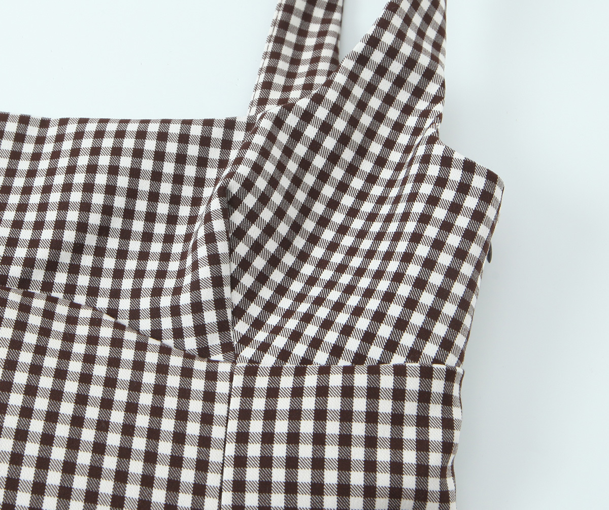 Ladies Grid Knotted Cutout Tank