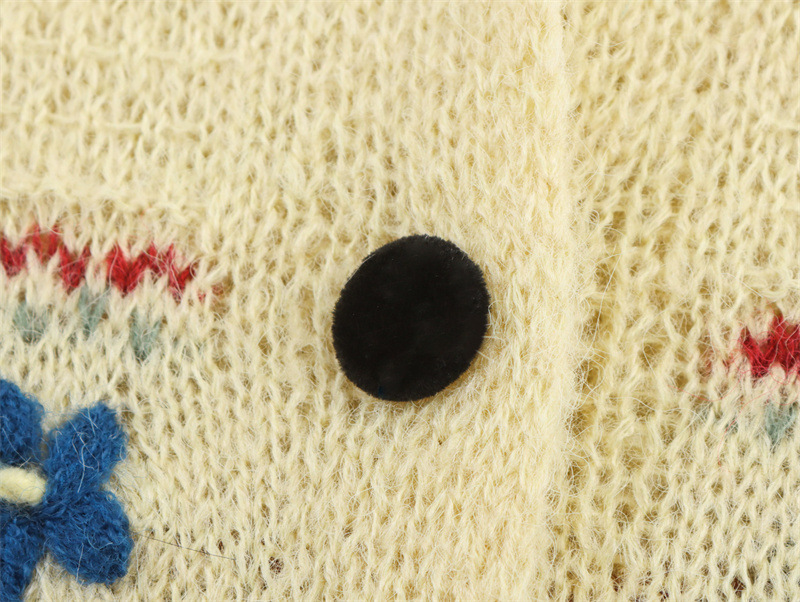 Relaxed Fit Full Arm Stitched Flower Cardigan