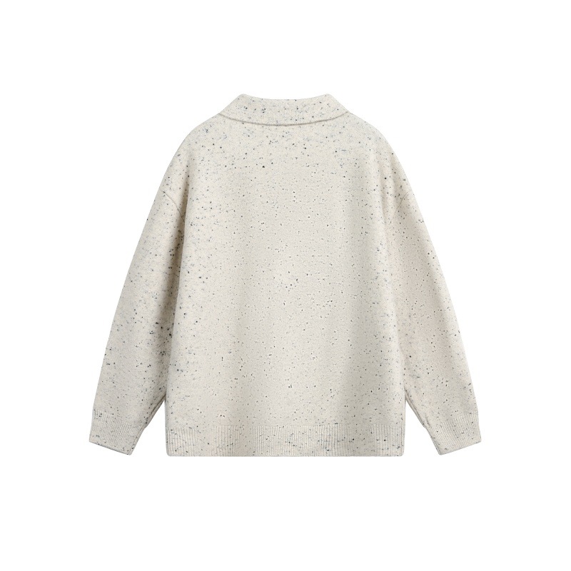 Oversized Japanese Workwear Polyester Clasp Neck Sweater