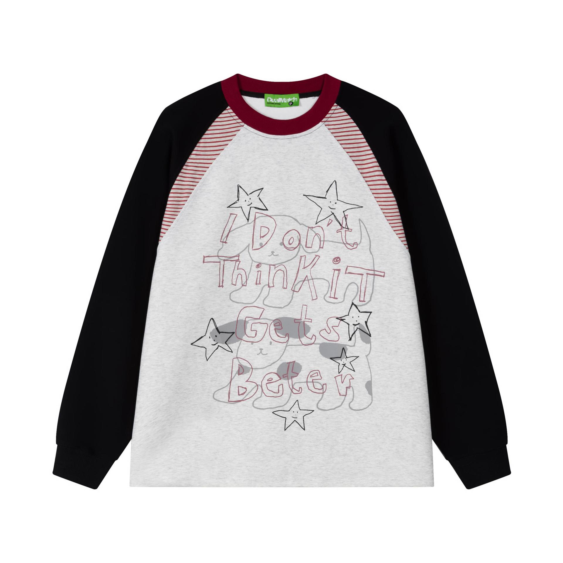 Cotton Color-Block Sketched Dog Hoodie