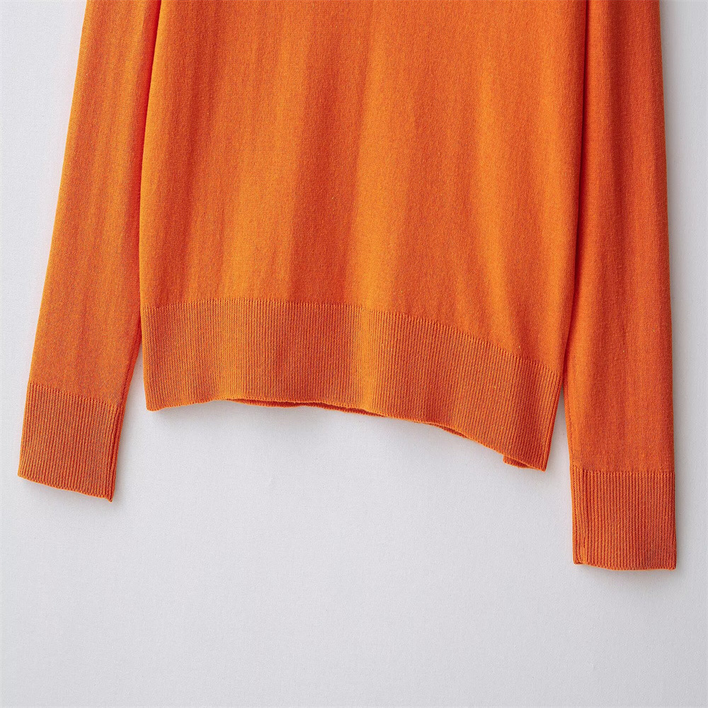 Ladies Full Arm Plain Notched Sweater