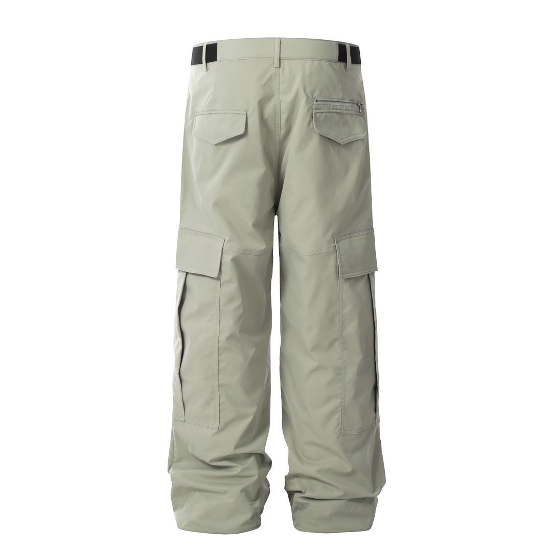 Straight Outdoor Work Pants with Adjustable Waistband for Men and Women, Slim Fit with Multi-Pockets Casual Long Trousers