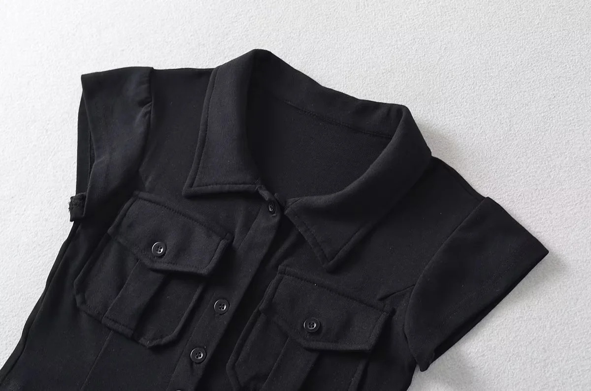 Ladies Half Sleeve Notch Collar Cardigan Tee