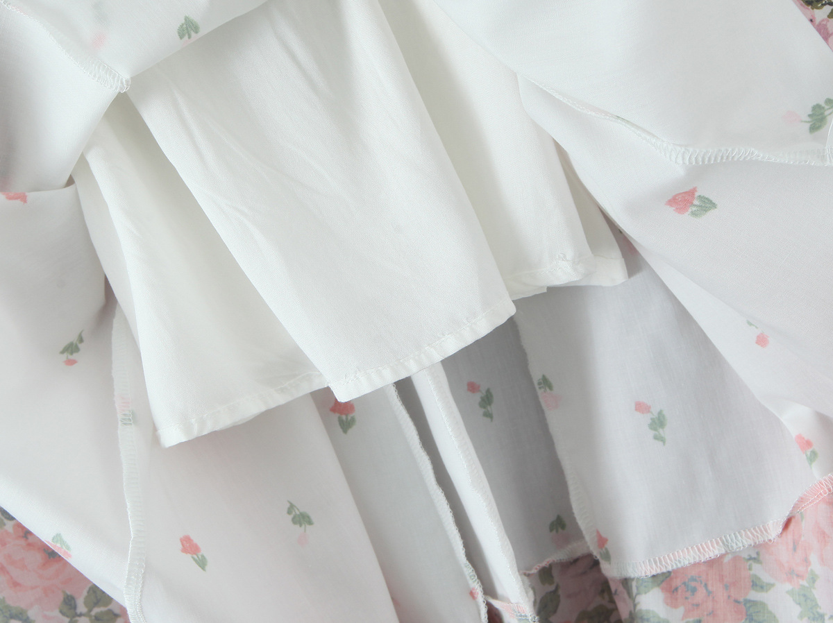 Splicing floral bow tie strap suspender dress