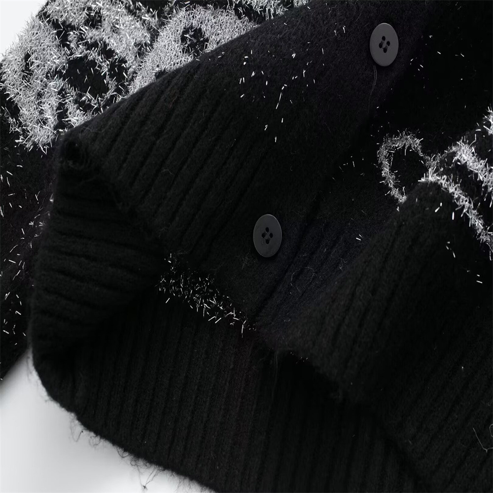 Plain Polyester Button-Up Sweater