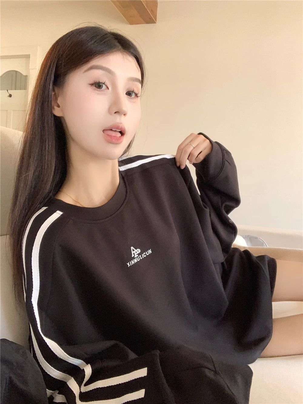 Oversized Japanese Korean Hip-Length Crew Sweater