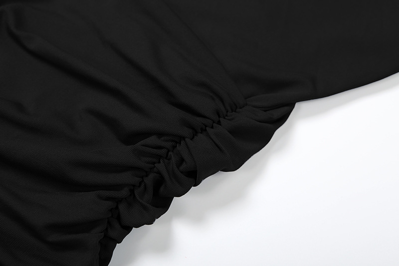 Stretch High-Waist Gathered Full Sleeve Dress