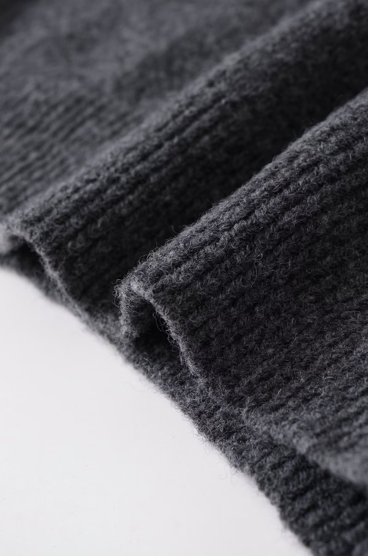 Plain Polyester Plunge Long Sleeve Sweater