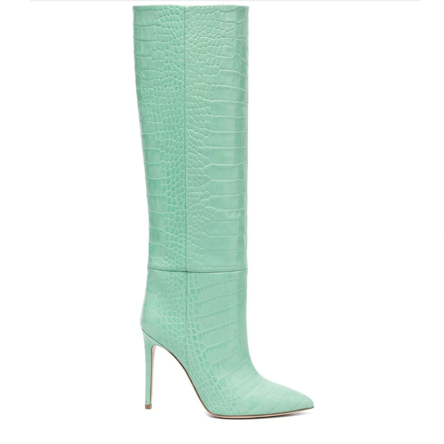 Women's High Boots Crocodile Print Slip-on Long Boots Women Sexy High Heels Designer Shoes Stiletto Concise Demonia Boots