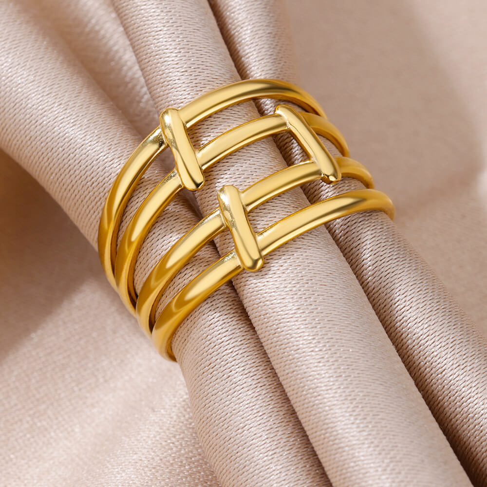 Unisex Silver Cutout Chunky Ring