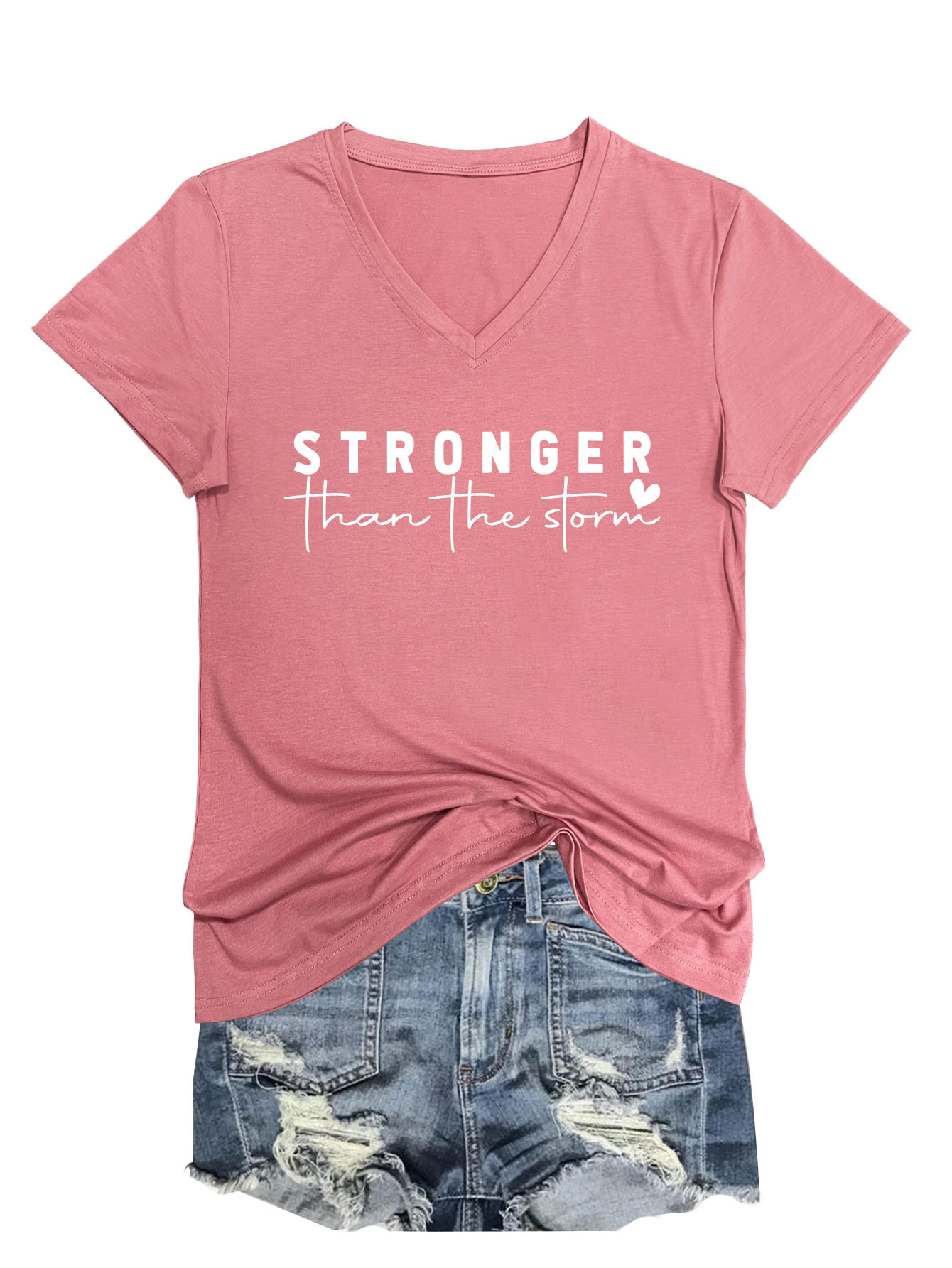 Geometric Print Plunge Front Ladies Tee