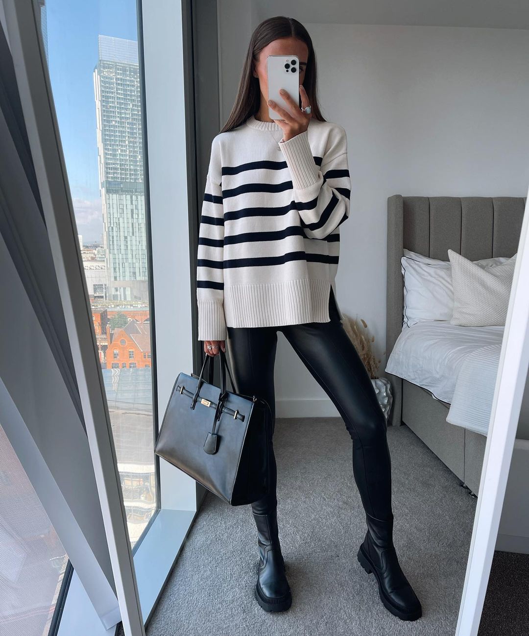 Ladies Polyester Stripe Sweater