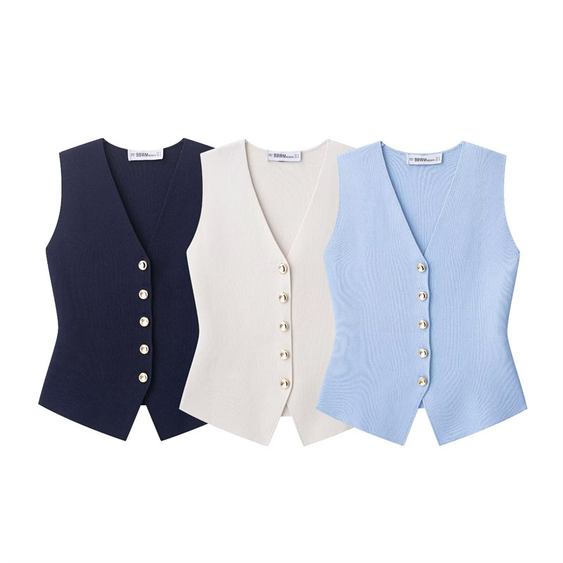 Ladies Button Front V-Cut Vest
