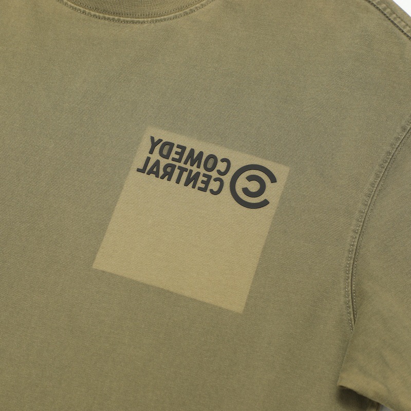 Washed and distressed letter print design with small neckline and short sleeved T-shirt