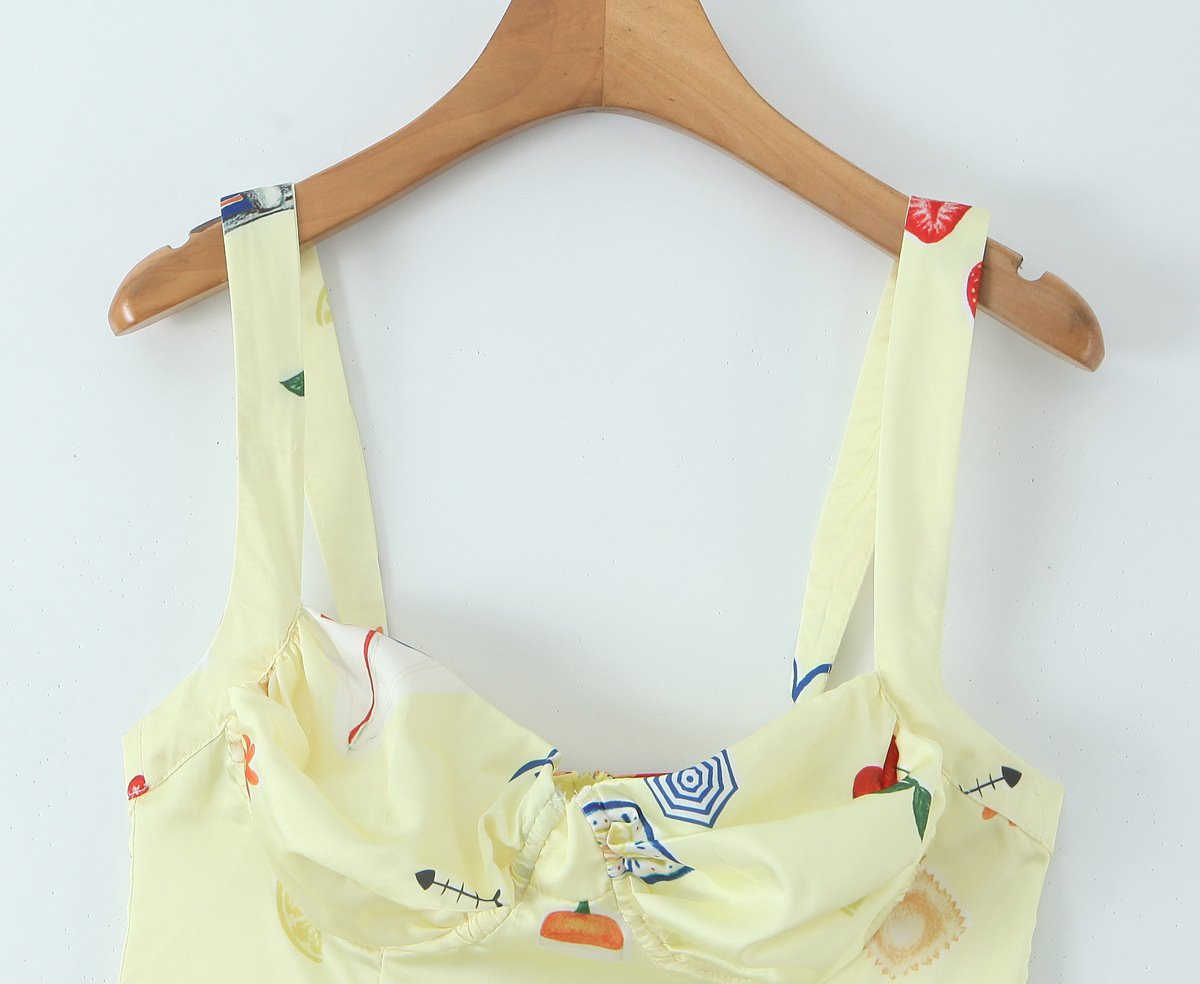 Women's Clothing Yellow Fun Print Three-dimensional Bust Support Mini Dress