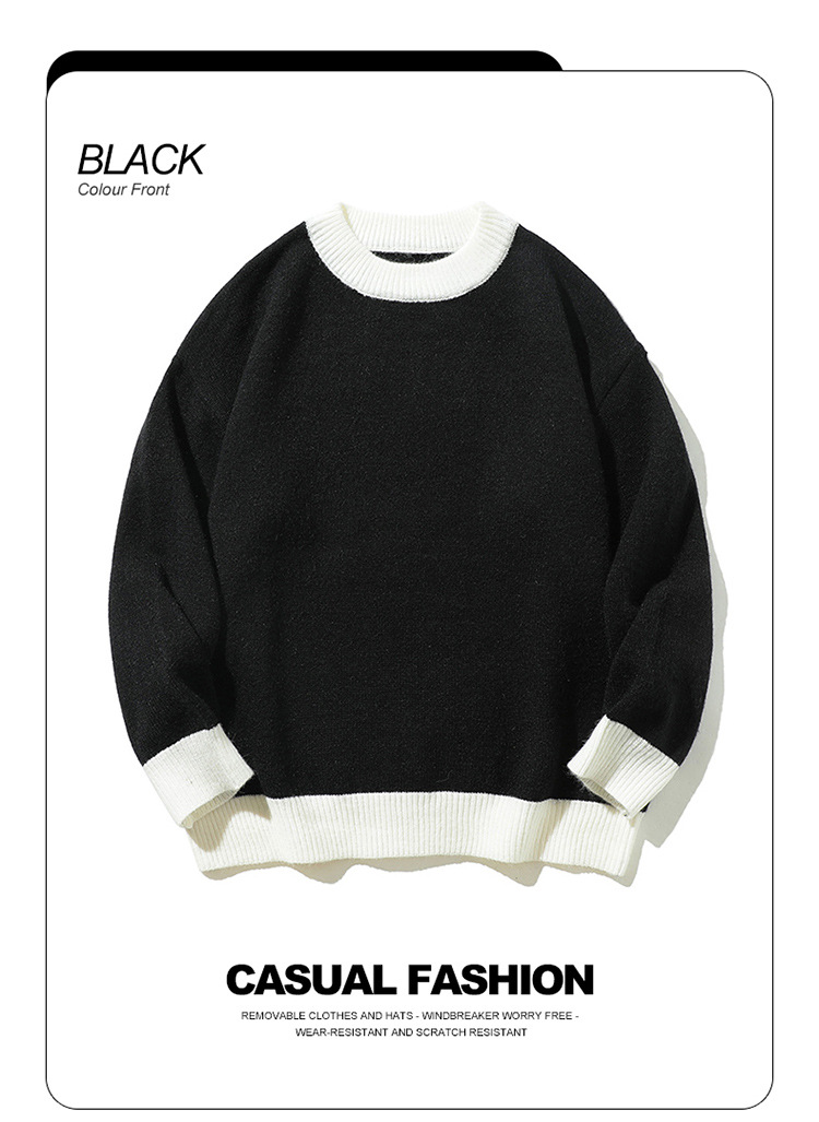 Relaxed Fit Japanese Workwear Two-Tone Sweater