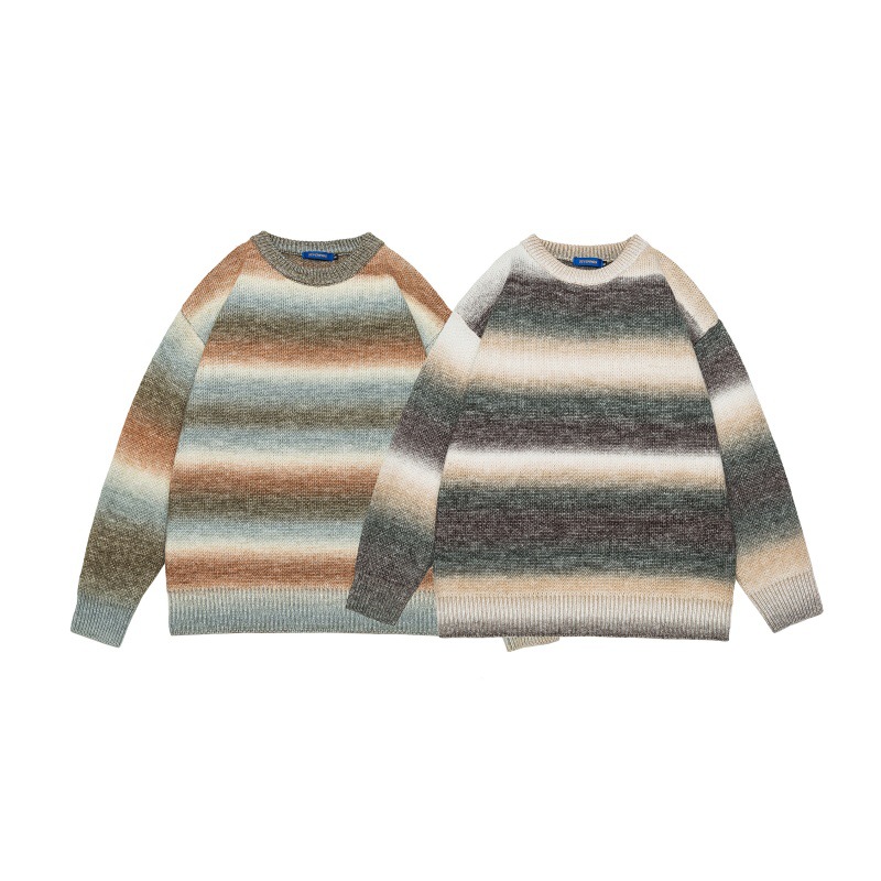 Oversized Color Block Workwear Crew Sweater